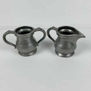 Vintage SMC Sexton Semetale Pewter Cream & Sugar MCM Colonial